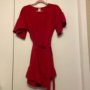 A AMANDA UPRICHARD NWT Red Ruffle Hem Dress MEDIUM